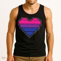 Pixel Heart Bisexual Pride Retro Gaming LGBTQ Ally Gamer Tank Top thumb 3
