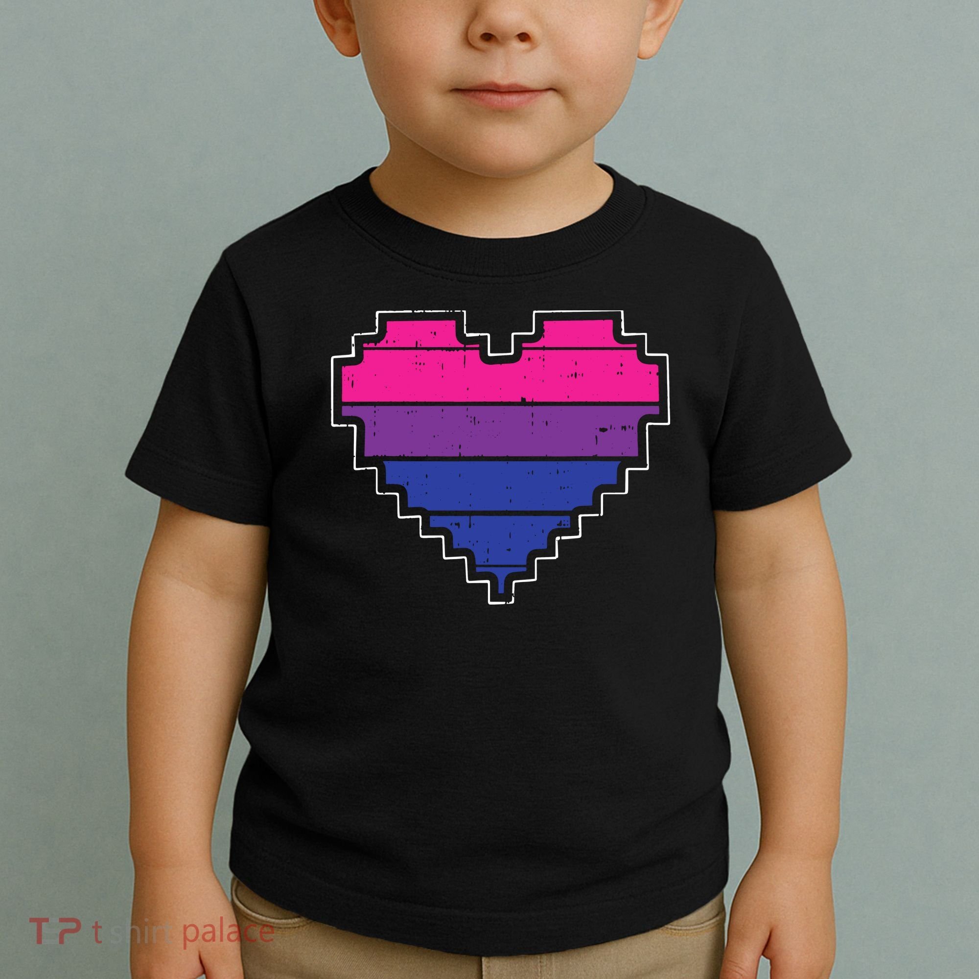 Pixel Heart Bisexual Pride Retro Gaming LGBTQ Ally Gamer Toddler T-Shirt