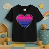 Pixel Heart Bisexual Pride Retro Gaming LGBTQ Ally Gamer Toddler T-Shirt thumb 3