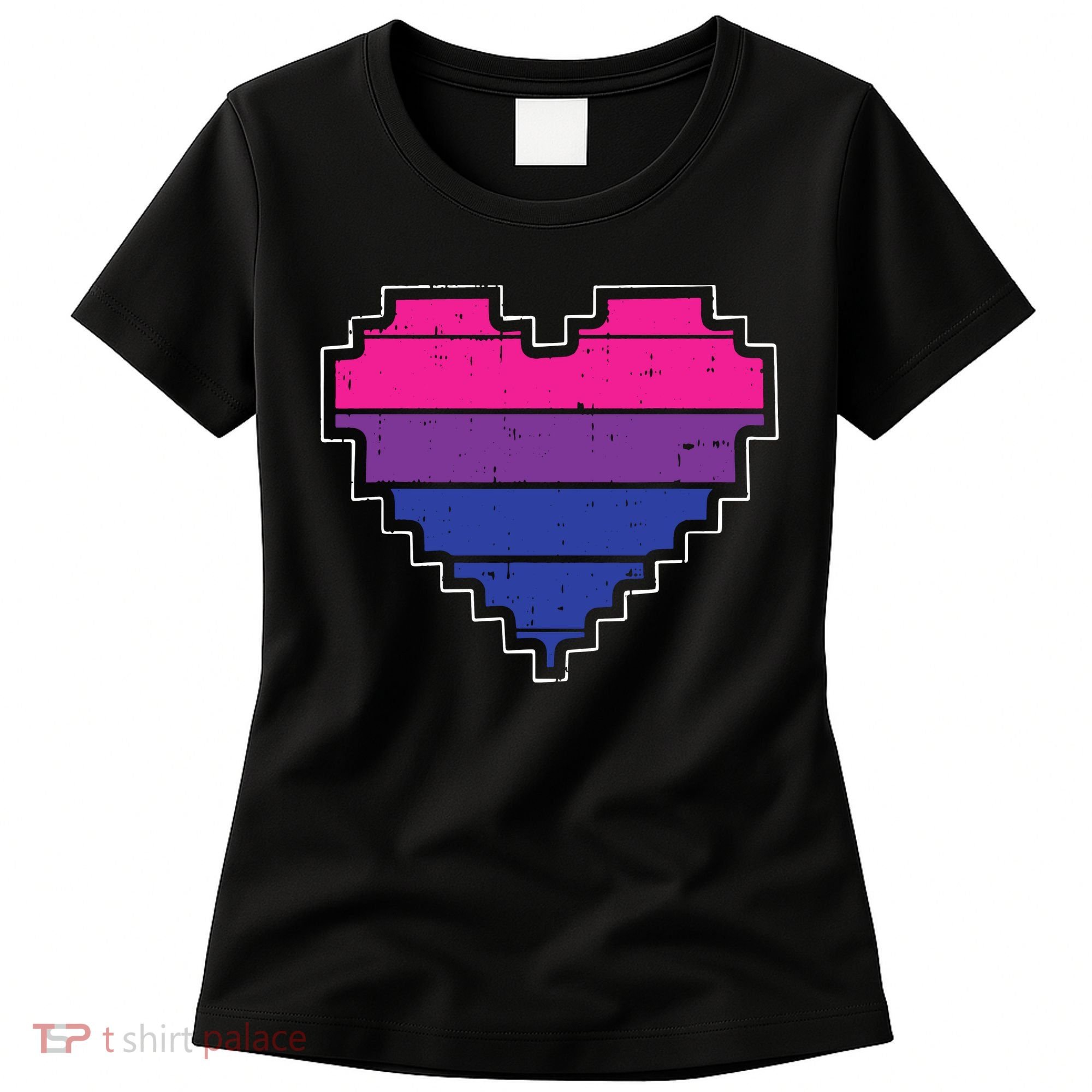 Pixel Heart Bisexual Pride Retro Gaming LGBTQ Ally Gamer Women's T-Shirt