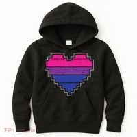Pixel Heart Bisexual Pride Retro Gaming LGBTQ Ally Gamer Kids Hoodie thumb 0