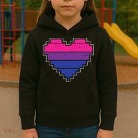 Pixel Heart Bisexual Pride Retro Gaming LGBTQ Ally Gamer Kids Hoodie thumb 3