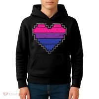 Pixel Heart Bisexual Pride Retro Gaming LGBTQ Ally Gamer Kids Hoodie thumb 4