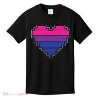 Pixel Heart Bisexual Pride Retro Gaming LGBTQ Ally Gamer Kids T-Shirt thumb 0