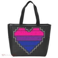 Pixel Heart Bisexual Pride Retro Gaming LGBTQ Ally Gamer Tote Bag thumb 0