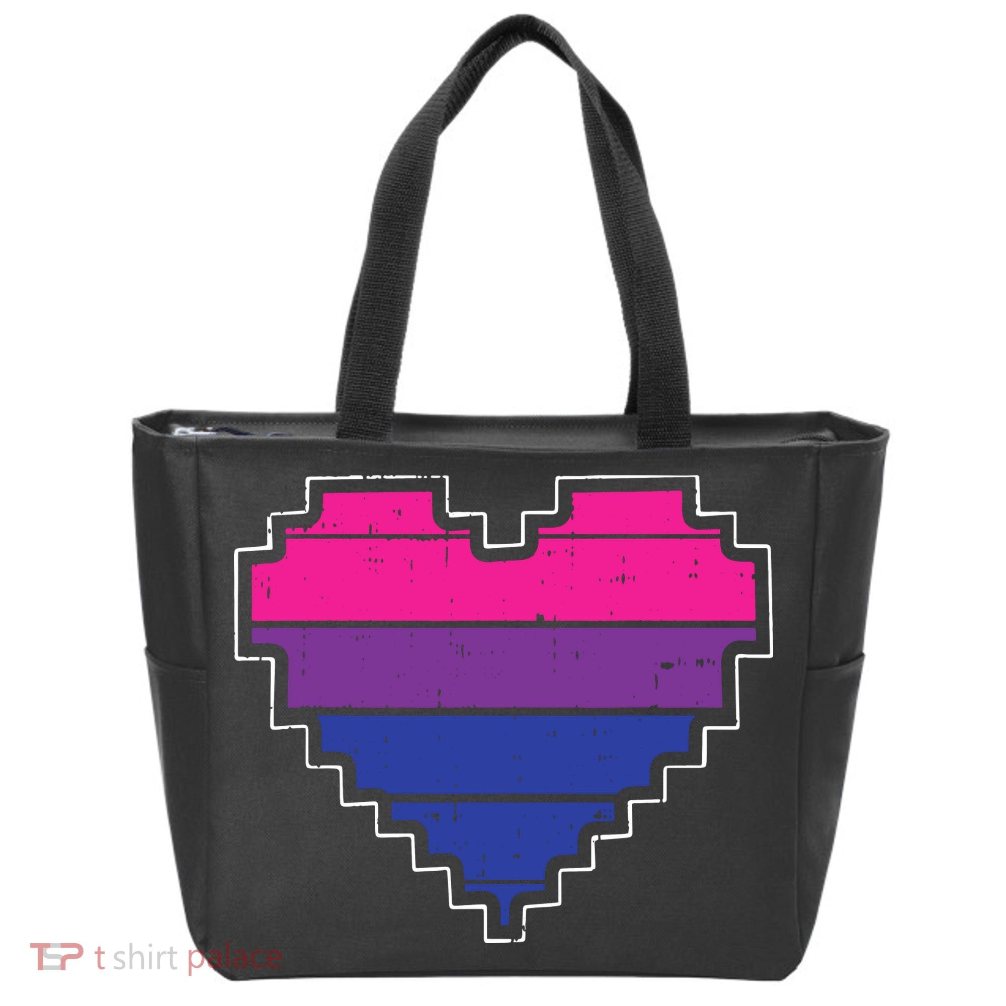 Pixel Heart Bisexual Pride Retro Gaming LGBTQ Ally Gamer Tote Bag