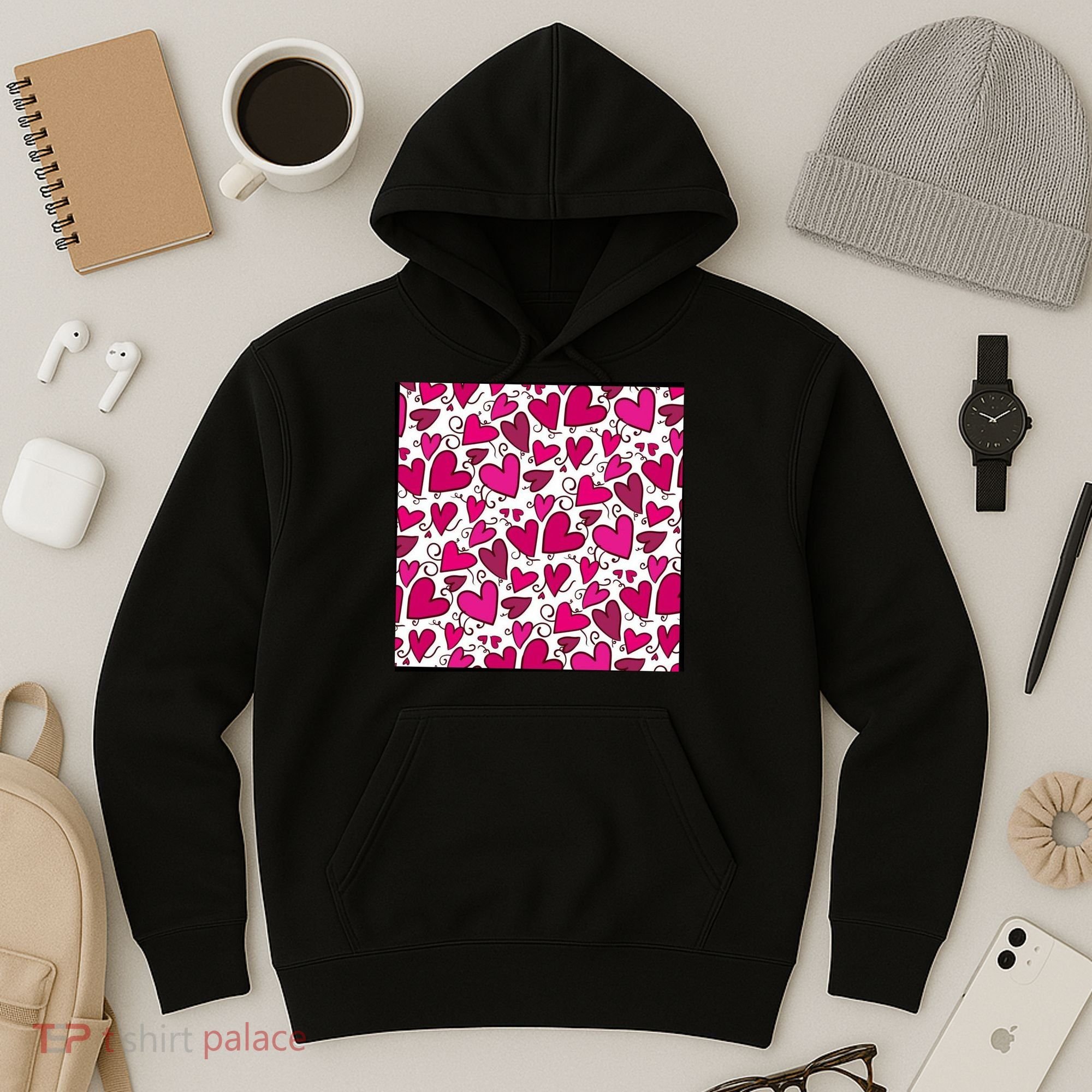 Pink Hearts Cute Valentine's Day Gift Hoodie