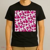 Pink Hearts Cute Valentine's Day Gift T-Shirt thumb 3