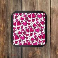 Pink Hearts Cute Valentine's Day Gift Coaster thumb 0