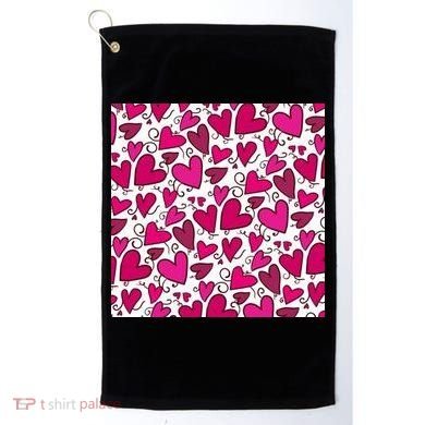 Pink Hearts Cute Valentine's Day Gift Golf Towel