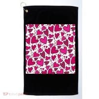 Pink Hearts Cute Valentine's Day Gift Golf Towel thumb 0