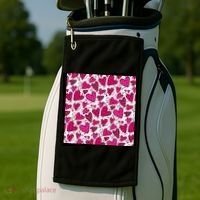 Pink Hearts Cute Valentine's Day Gift Golf Towel thumb 2