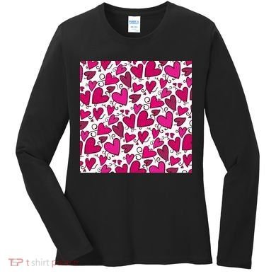 Pink Hearts Cute Valentine's Day Gift Women's Long Sleeve Shirt