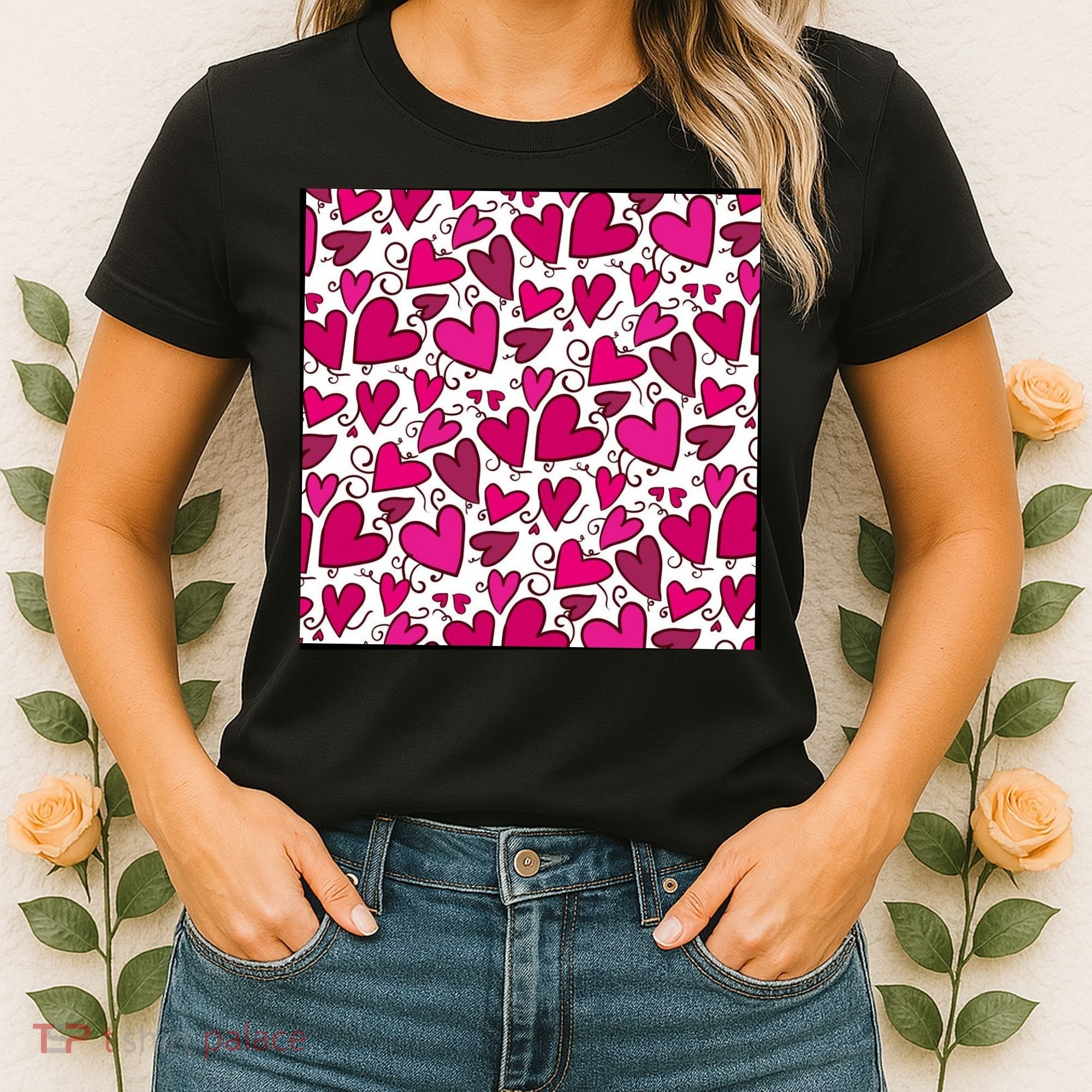 Pink Hearts Cute Valentine's Day Gift Women's T-Shirt