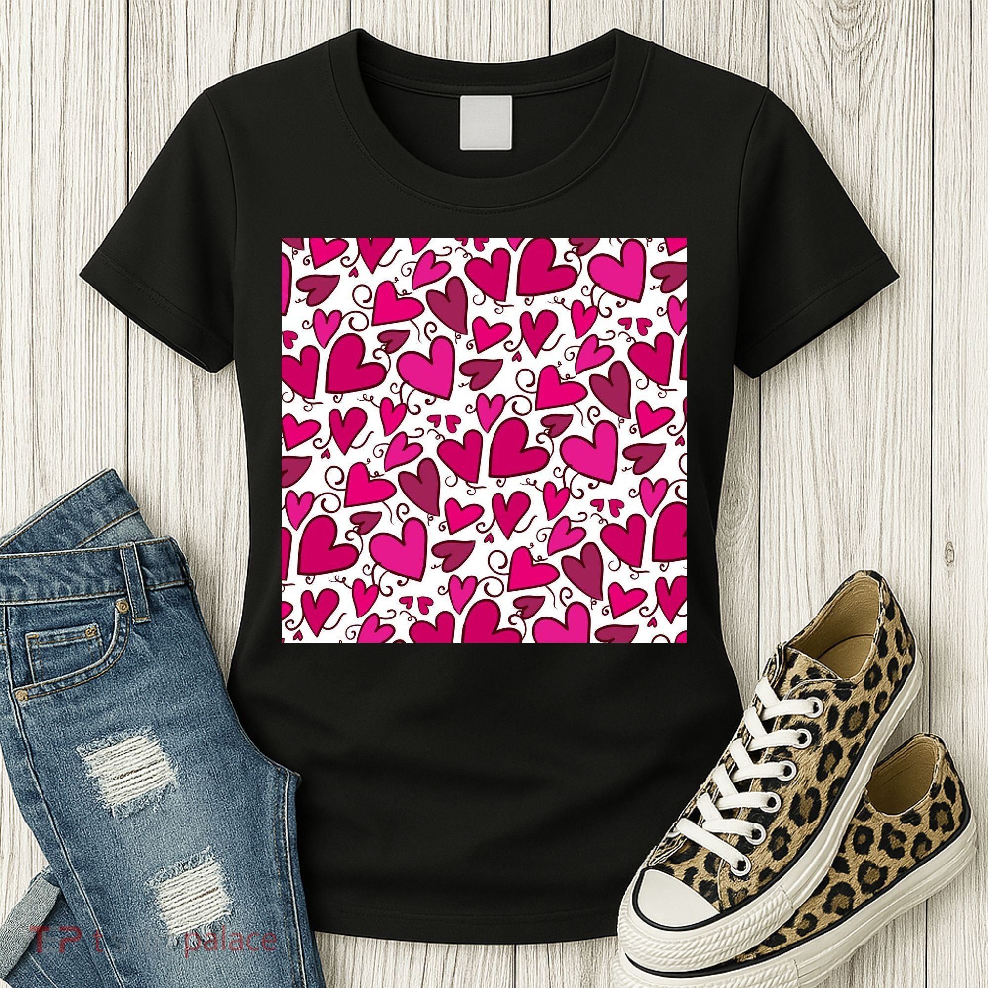 Pink Hearts Cute Valentine's Day Gift Women's T-Shirt