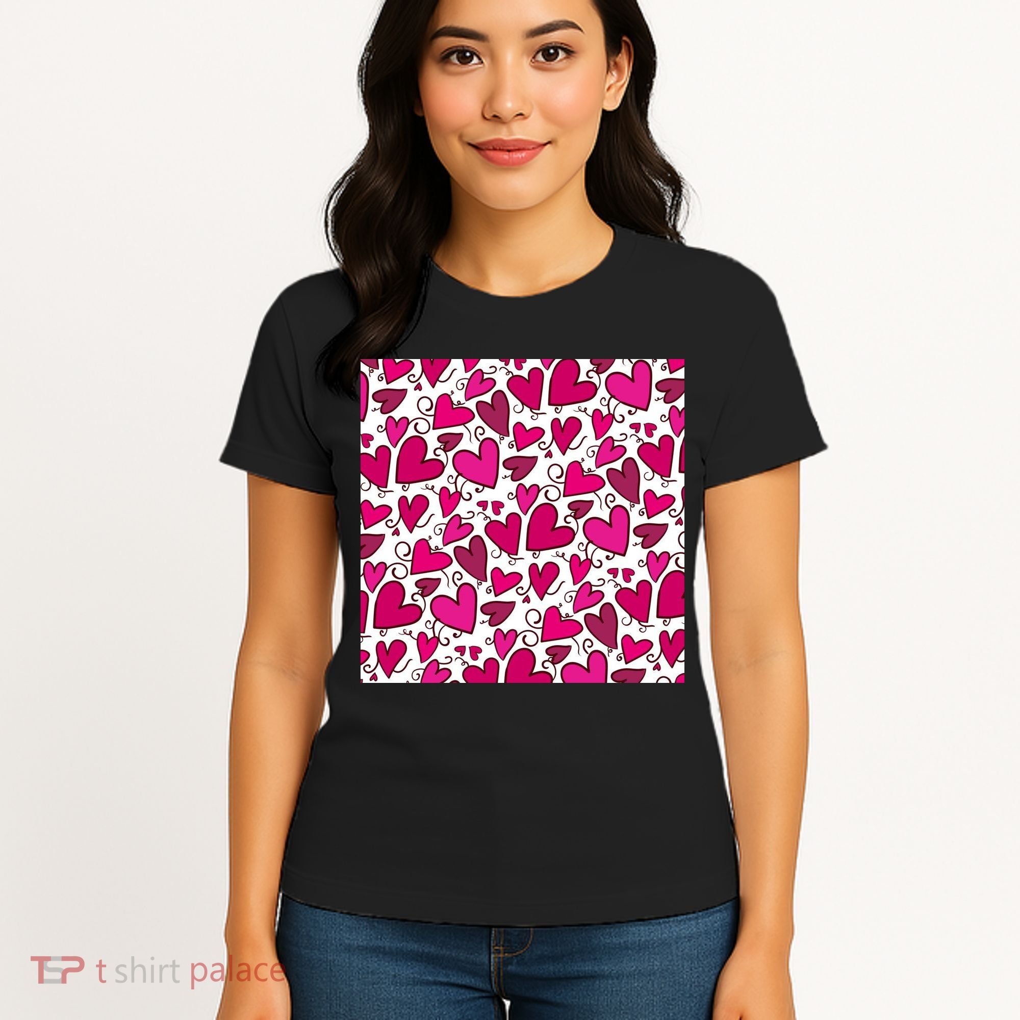 Pink Hearts Cute Valentine's Day Gift Women's T-Shirt