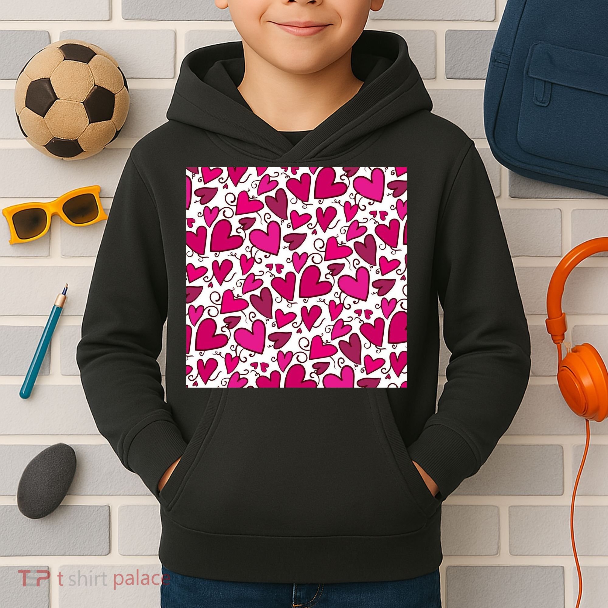 Pink Hearts Cute Valentine's Day Gift Kids Hoodie