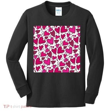 Pink Hearts Cute Valentine's Day Gift Kids Long Sleeve Shirt