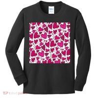 Pink Hearts Cute Valentine's Day Gift Kids Long Sleeve Shirt thumb 0