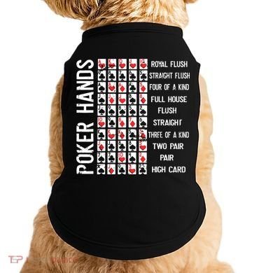 Poker Hands Cheat Sheet Card Casino Games Funny Player Gift Doggie Tank