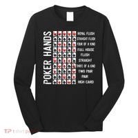 Poker Hands Cheat Sheet Card Casino Games Funny Player Gift Long Sleeve Shirt thumb 0