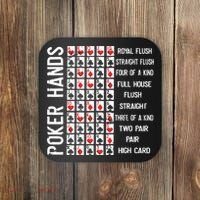 Poker Hands Cheat Sheet Card Casino Games Funny Player Gift Coaster thumb 0