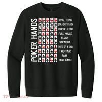 Poker Hands Cheat Sheet Card Casino Games Funny Player Gift V.I.T. Fleece Crew Sweatshirt thumb 0