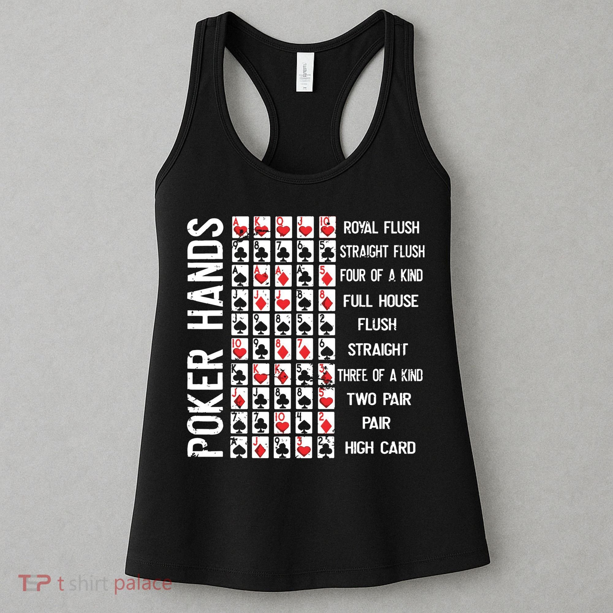 Poker Hands Cheat Sheet Card Casino Games Funny Player Gift Women's Tank Top