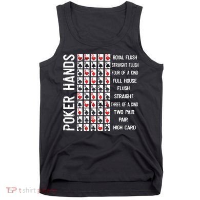Poker Hands Cheat Sheet Card Casino Games Funny Player Gift Tank Top