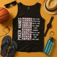 Poker Hands Cheat Sheet Card Casino Games Funny Player Gift Tank Top thumb 4