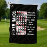 Poker Hands Cheat Sheet Card Casino Games Funny Player Gift Golf Towel thumb 1