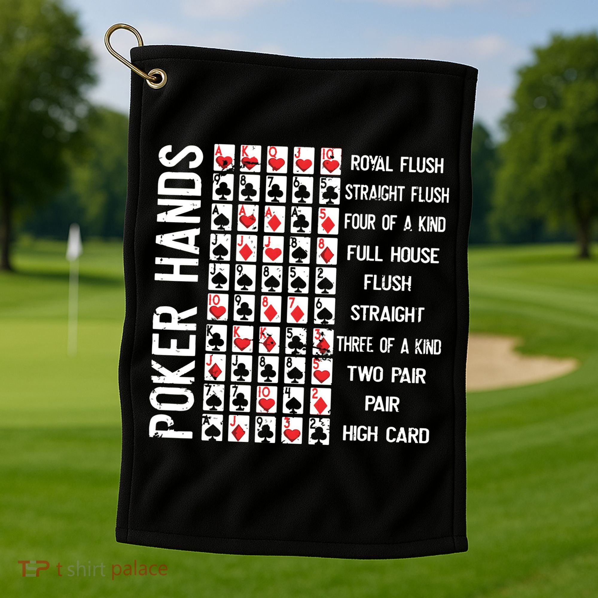 Poker Hands Cheat Sheet Card Casino Games Funny Player Gift Golf Towel