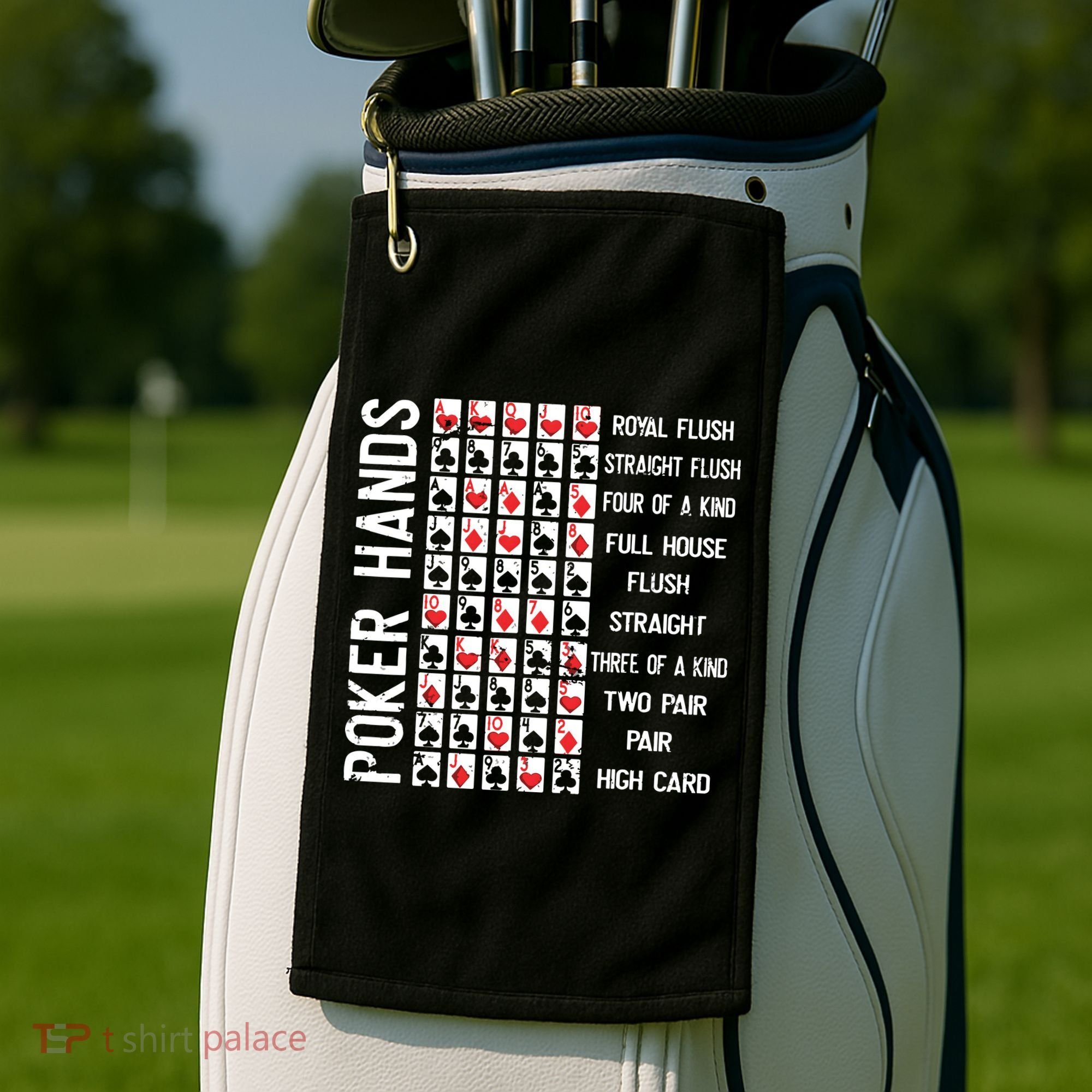 Poker Hands Cheat Sheet Card Casino Games Funny Player Gift Golf Towel