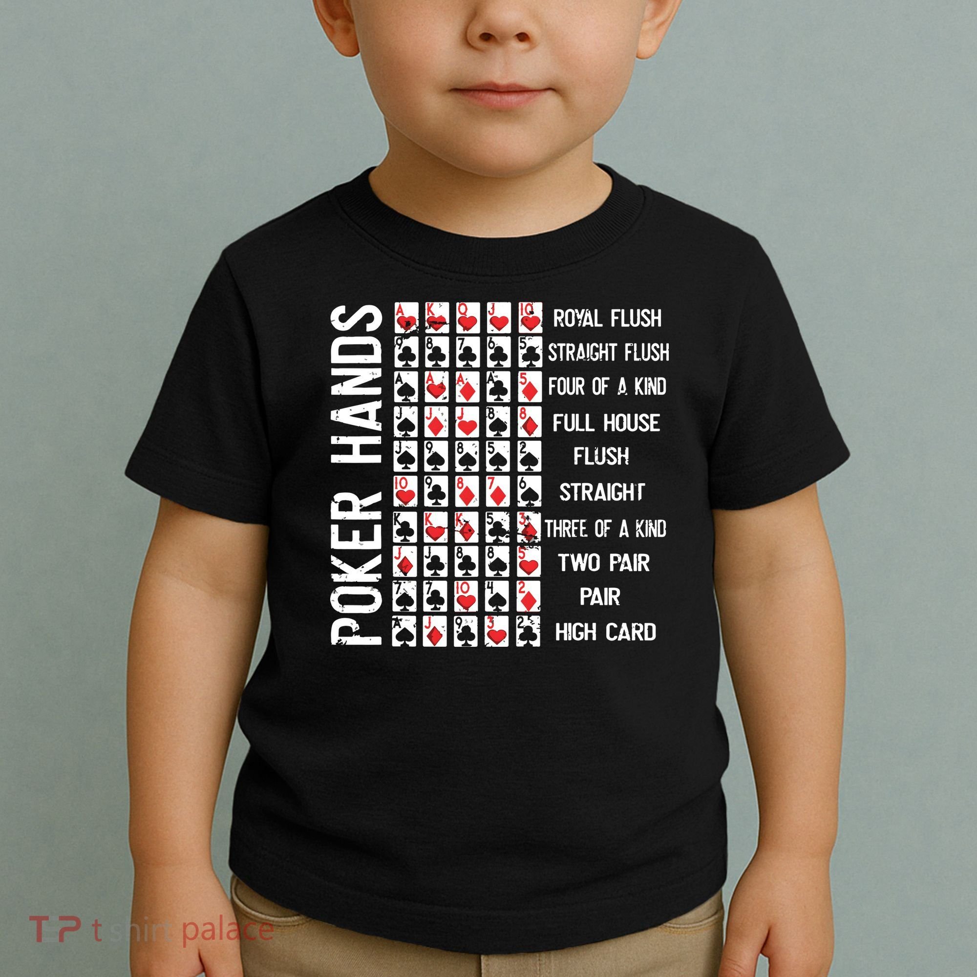 Poker Hands Cheat Sheet Card Casino Games Funny Player Gift Toddler T-Shirt