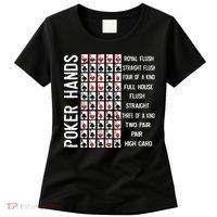 Poker Hands Cheat Sheet Card Casino Games Funny Player Gift Women's T-Shirt thumb 0