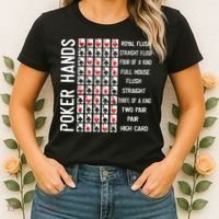 Poker Hands Cheat Sheet Card Casino Games Funny Player Gift Women's T-Shirt thumb 2
