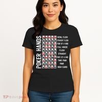 Poker Hands Cheat Sheet Card Casino Games Funny Player Gift Women's T-Shirt thumb 4