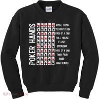 Poker Hands Cheat Sheet Card Casino Games Funny Player Gift Kids Sweatshirt thumb 0
