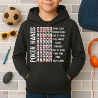 Poker Hands Cheat Sheet Card Casino Games Funny Player Gift Kids Hoodie thumb 2