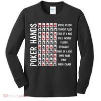 Poker Hands Cheat Sheet Card Casino Games Funny Player Gift Kids Long Sleeve Shirt thumb 0