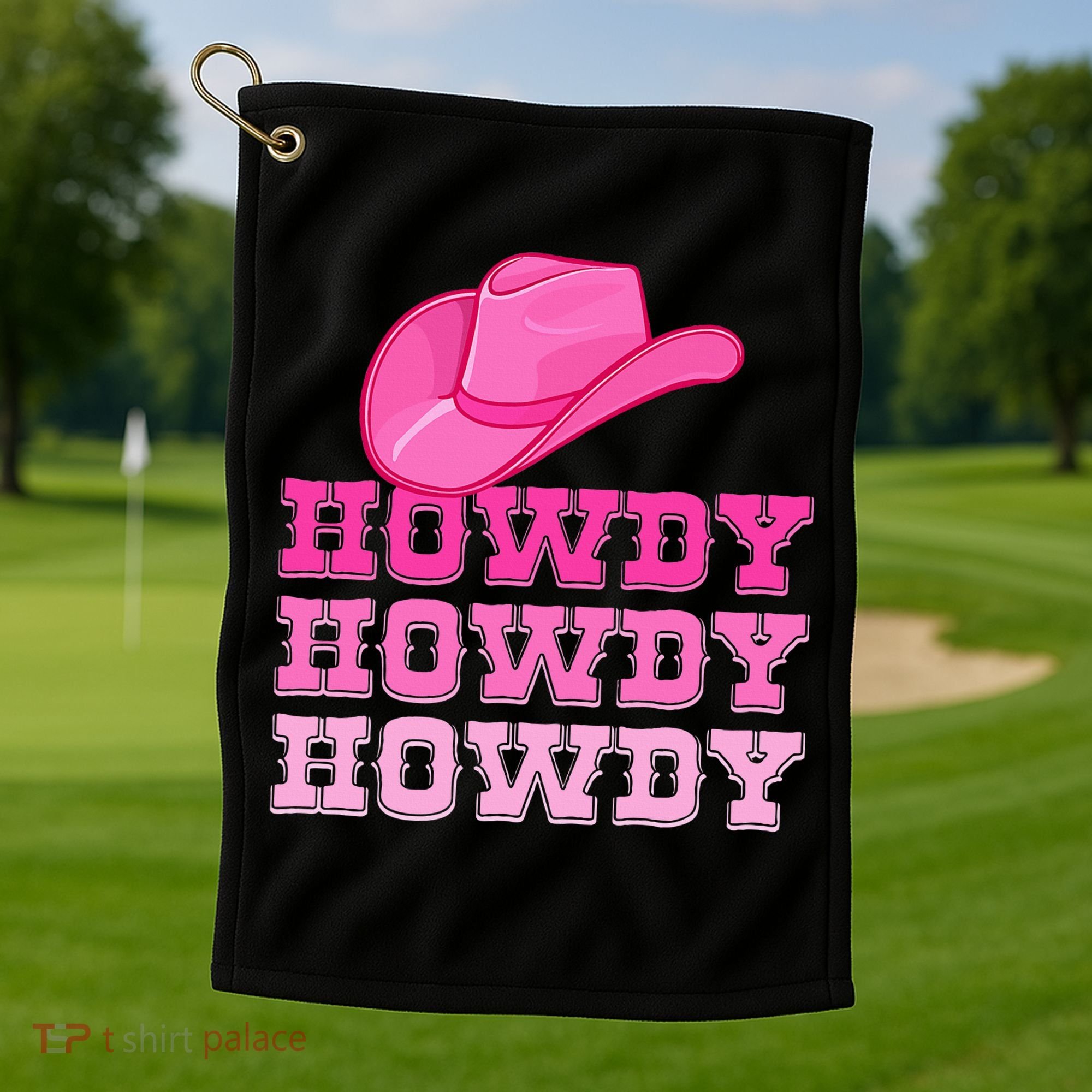 Pink Howdy Cowgirl Western Country Rodeo Golf Towel