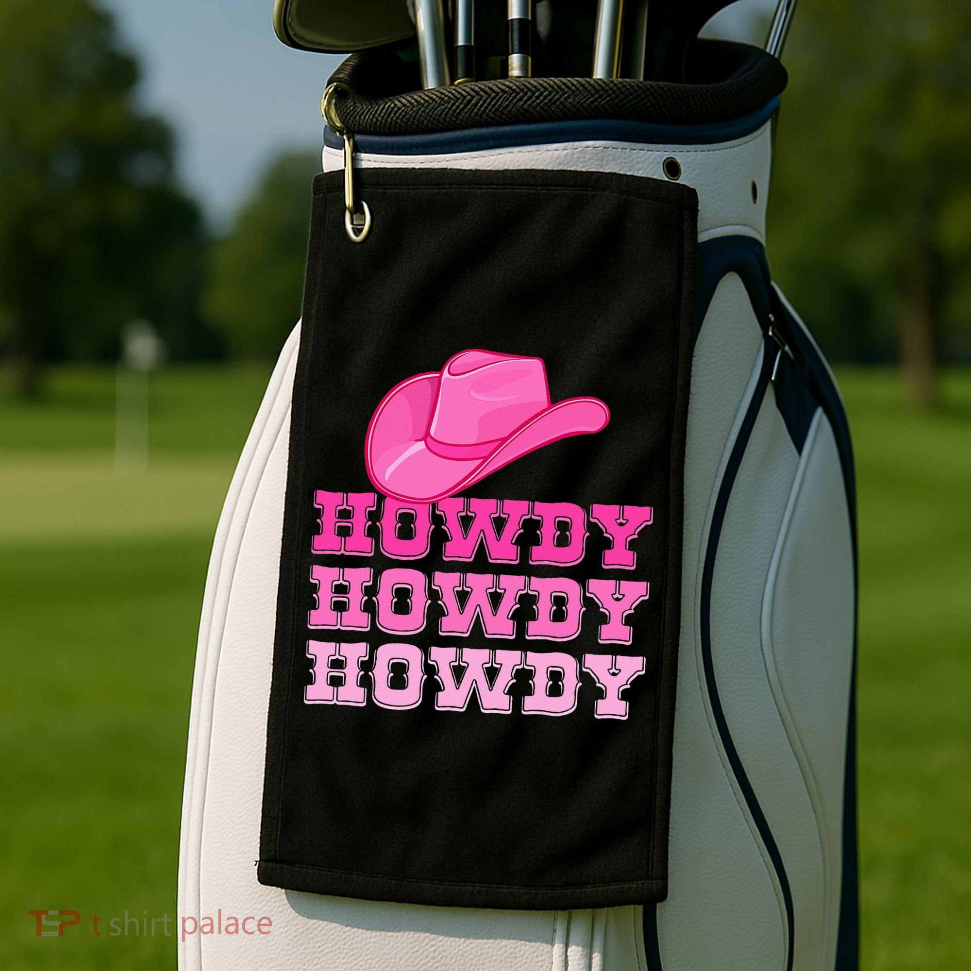 Pink Howdy Cowgirl Western Country Rodeo Golf Towel