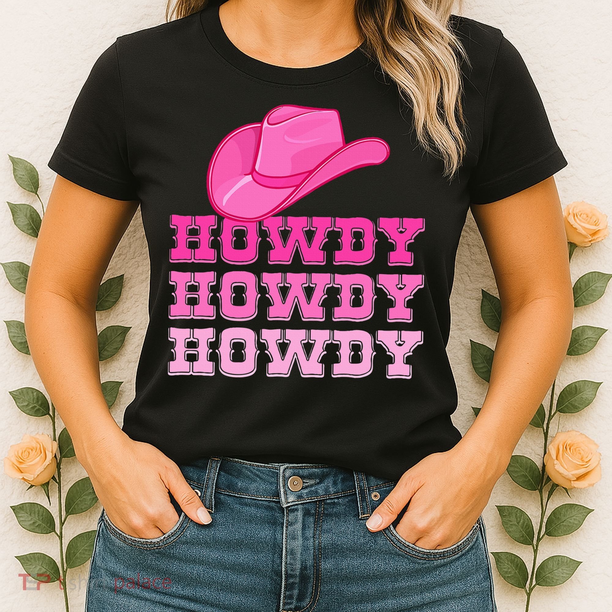 Pink Howdy Cowgirl Western Country Rodeo Women's T-Shirt