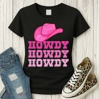 Pink Howdy Cowgirl Western Country Rodeo Women's T-Shirt thumb 3
