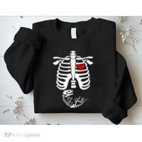 Pregnant Halloween Costume Dinosaur Skeleton Pregnant Mom Sweatshirt thumb 2