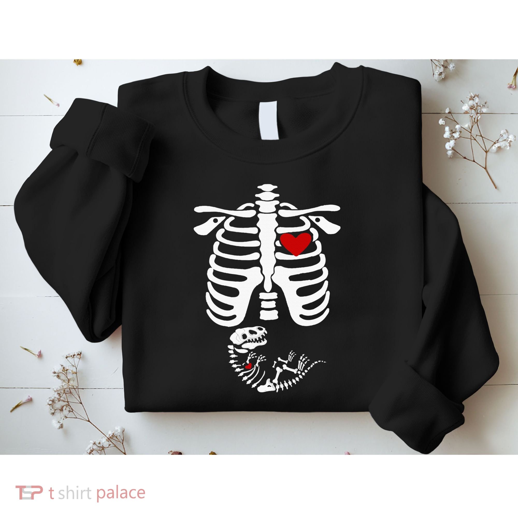 Pregnant Halloween Costume Dinosaur Skeleton Pregnant Mom Sweatshirt