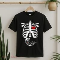Pregnant Halloween Costume Dinosaur Skeleton Pregnant Mom T-Shirt thumb 2