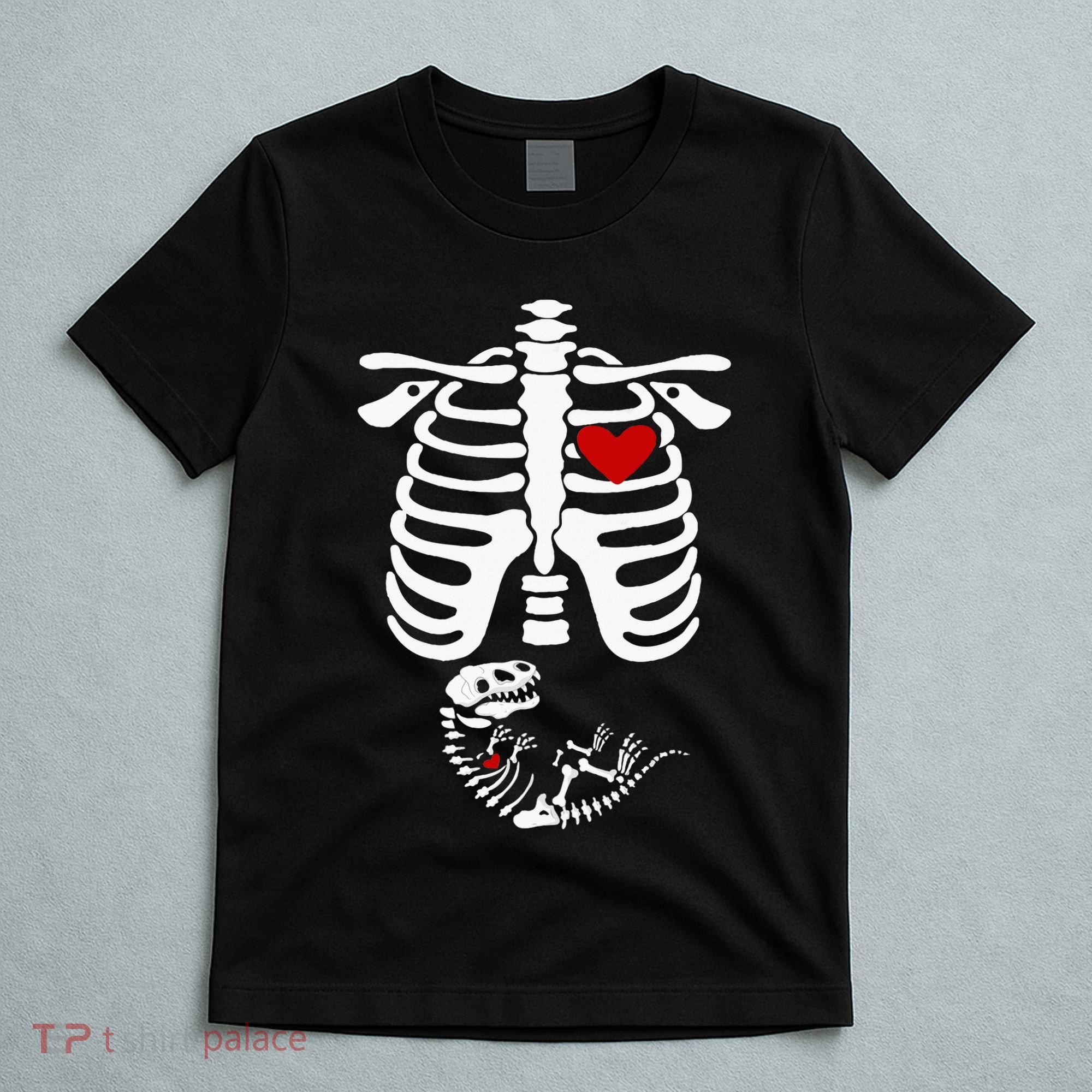Pregnant Halloween Costume Dinosaur Skeleton Pregnant Mom T-Shirt