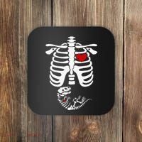 Pregnant Halloween Costume Dinosaur Skeleton Pregnant Mom Coaster thumb 0