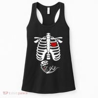 Pregnant Halloween Costume Dinosaur Skeleton Pregnant Mom Women's Tank Top thumb 0